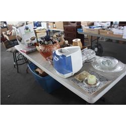 Table lot of miscellaneous household items