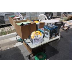 Table lot of miscellaneous household items