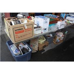 Table lot of miscellaneous household items