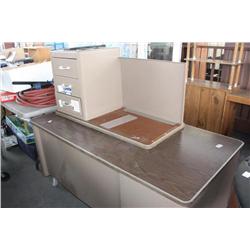 Metal office desk with side table