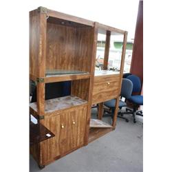 Wooden Entertainment Center and Shelving