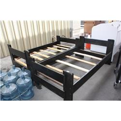 Set of 2 Black Wooden Bed Frames