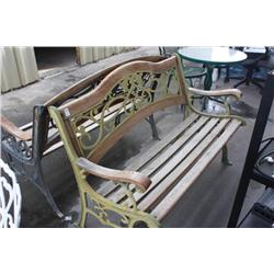 Set of 2 Wooden and Cast Iron Park Benches