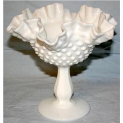 Fenton Hobnail Milk Glass Compote 6" Tall