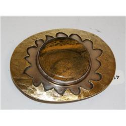 Buckle With Large Moss Agate & Brass Accents