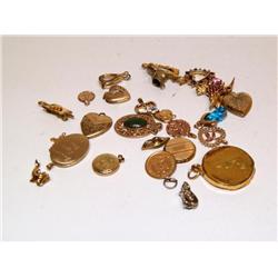 Assorted Lot Of Gold Plated Charms, Pins & Pendant