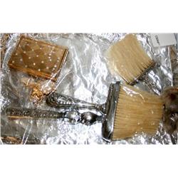 Box of Vintage Items, Sterling & Plated Brushes