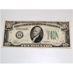1934-B AU $10 Federal Reserve Note Green Seal