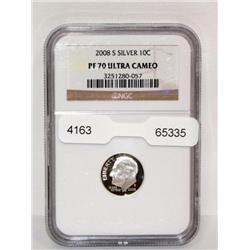 2008PF 70 Ultra Cameo Silver Dime