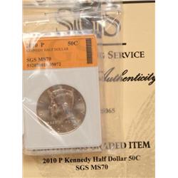 2010-P SGS MS70 Kennedy Half Dollar