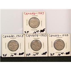 4 XF Canadian Nickels