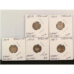 Great Britain 3 Pence Silver Coins Times the Money