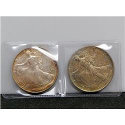 2 1993 American Silver Eagle Dollars Unc