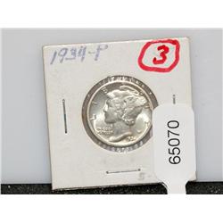 1934-P Mercury Dime Uncirculated