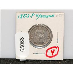 1853-P XF Seated Liberty Dime