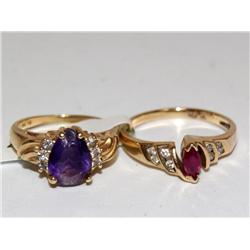 AAA Burmese Ruby Ring & Amethyst Ladies Ring