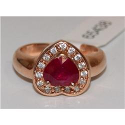 2.00Ctw Burmese Ruby & Diamonds Heart Design Ladie