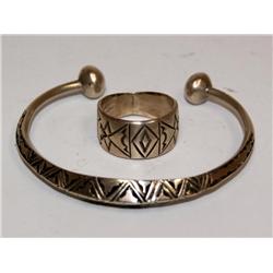 Sterling Hopi Bracele & Wedding Band