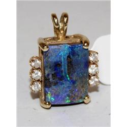 AAA Australian Black Opal & Diamonds Ladies Pendan