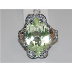 AAA Green Quartz Vintage Filigree Design Ladies Ri