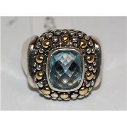 Vintage Sterling & 18KG Ring With Blue Topaz