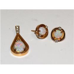 AAA Australian Fire Opal & Diamonds Ladies Pendant
