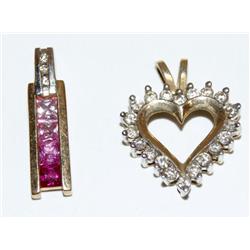 Diamonds Heart Shape Pendant & Pink Sapphire Penda