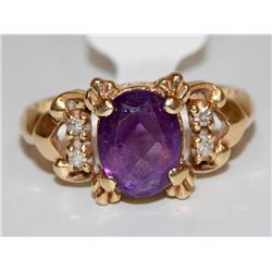 AAA Amethyst & Diamonds Vintage Ladies Ring