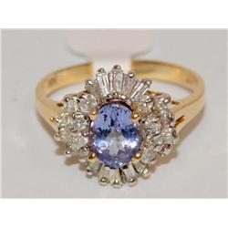 2.00Ctw AAA Tanzanite & Diamonds Cluster Ladies Ri
