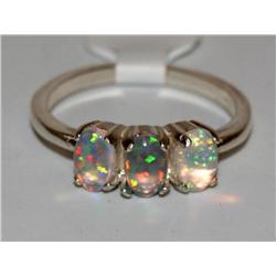 Sterling Silver Ring With Australian Opals