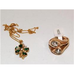 10K Gold Plated Ring And Necklace