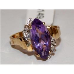 AAA Amethyst Marquise & Diamonds Ladies Ring