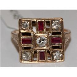 AAA Burmese Ruby & Diamonds Vintage Ladies Ring
