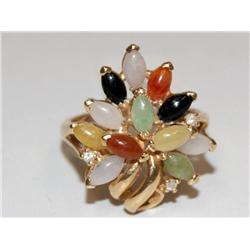 AAA Multicolor Jade Hand Made Ladies Ring