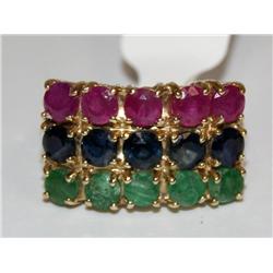 AAA Sapphire, Ruby & Emerald  Cocktail Ladies Ring