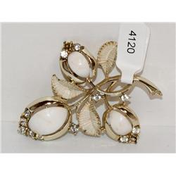 Vintage Costume Silver Tone Leaf Brooch Sgnd Coro