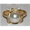 Image 1 : 14K Gold Ring With Pearl & Diamonds