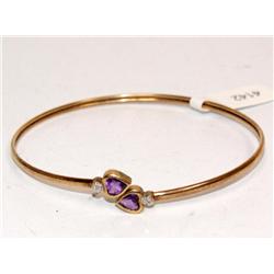 AAA Amethyst Heart Shape & Diamonds Ladies Bangle
