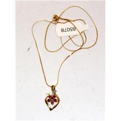 14K Gold Necklace With Ruby & Diamond Pendant