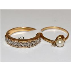 Diamonds Heart Design Ring & White Pearl Ladies Ri