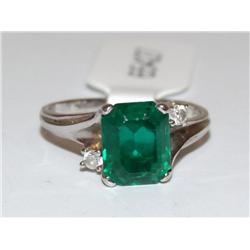 AAA Chatham Emerald & Diamonds Ladies Ring