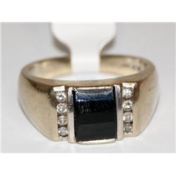 Black Onyx & Diamonds Heavy Design Men's Ring