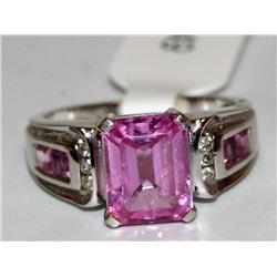 AAA Pink Sapphire & Diamonds Ladies Ring