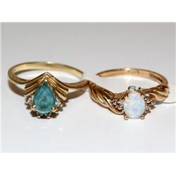 AAA Blue Topaz, Australian Opal & Diamonds Ring