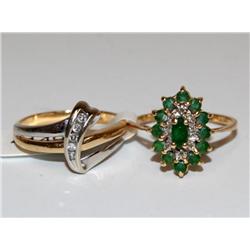 Diamonds Two Tone Ring & Columbian Emerald Cluster