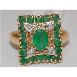 AAA Columbian Emerald & Diamonds Vintage Cluster