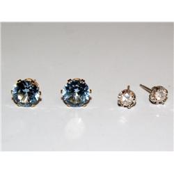 Diamonds & Blue Topaz Studs Ladies Earrings