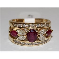 2.00Ctw AAA Burmese Ruby & Diamonds Cluster Ladies
