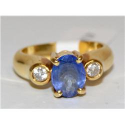 2.00Ctw 18Kt AAA Tanzanite Oval & Diamonds Ladies