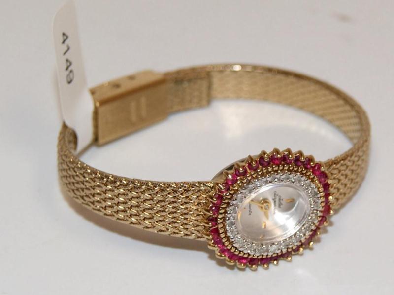 Jules Jurgensen Diamonds Ruby Bezel Ladies Watch